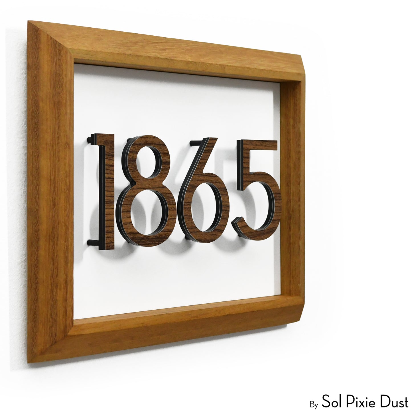 Aluminum & Solid Wood Iroko Frame Address Plaque With Aluminum Numbers