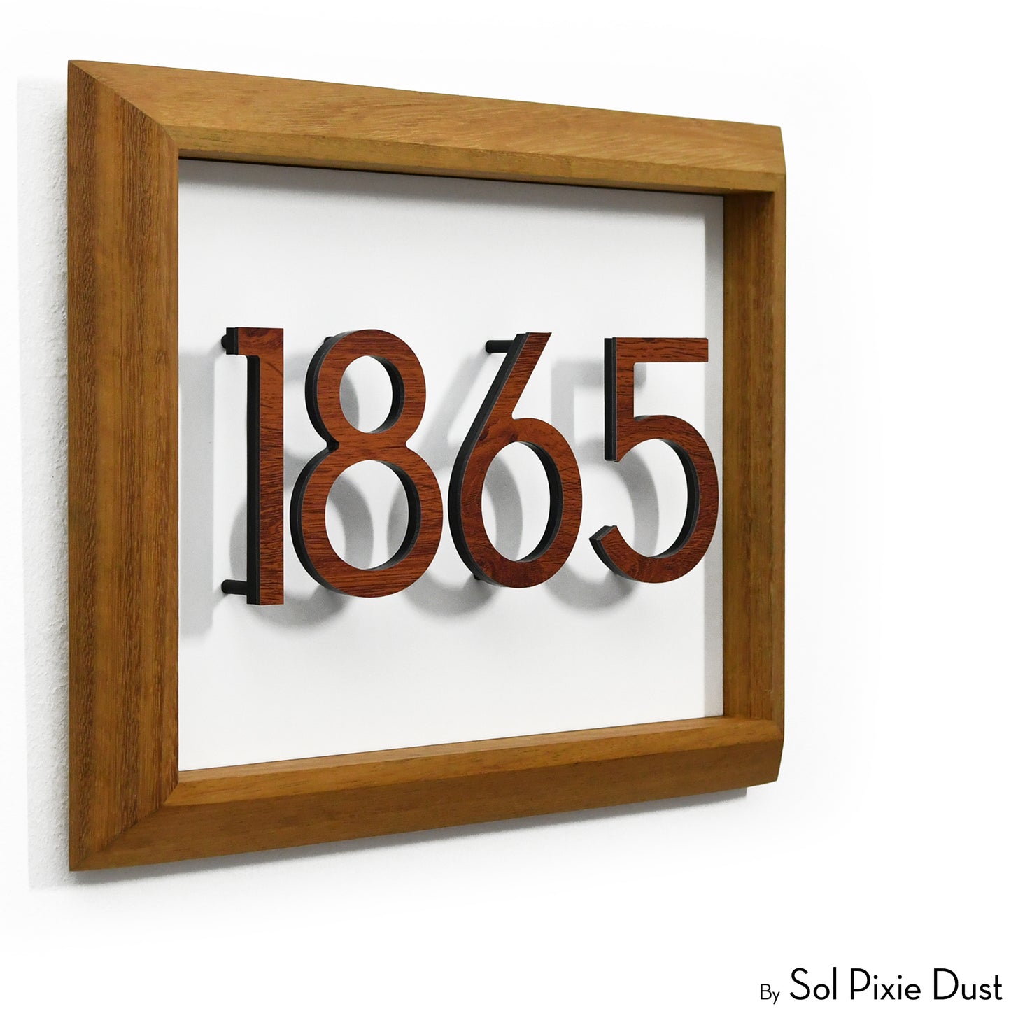 Aluminum & Solid Wood Iroko Frame Address Plaque With Aluminum Numbers