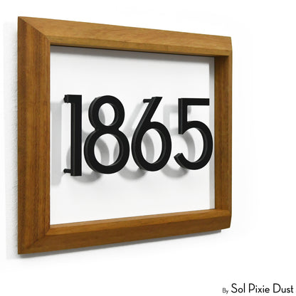 Aluminum & Solid Wood Iroko Frame Address Plaque With Aluminum Numbers