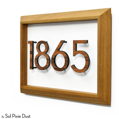 Aluminum & Solid Wood Iroko Frame Address Plaque With Aluminum Numbers