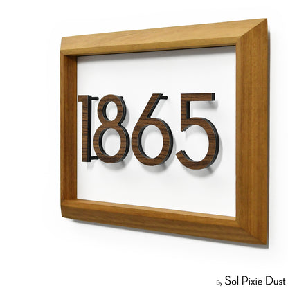 Aluminum & Solid Wood Iroko Frame Address Plaque With Aluminum Numbers