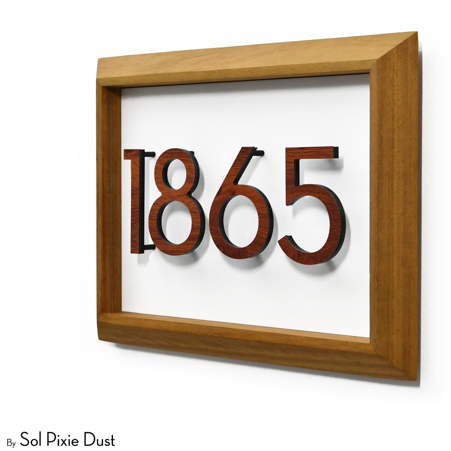 Aluminum & Solid Wood Iroko Frame Address Plaque With Aluminum Numbers